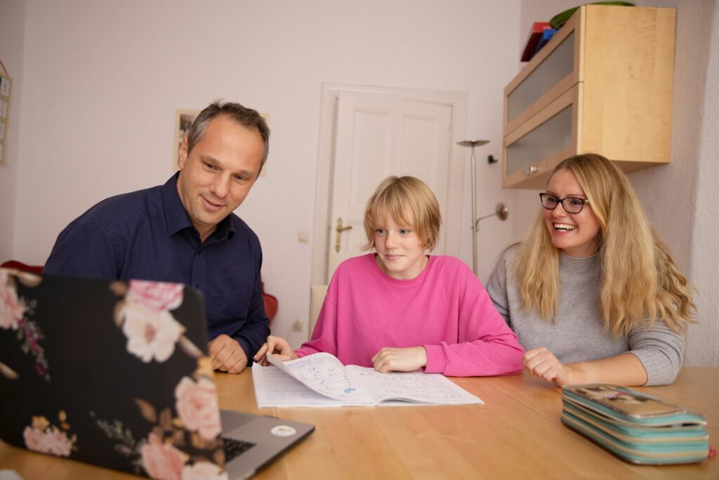 Parents teaching in home